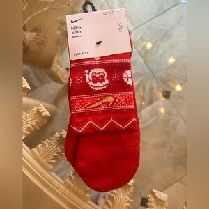 Nike Elite Red and Gold Festive Athletic Socks